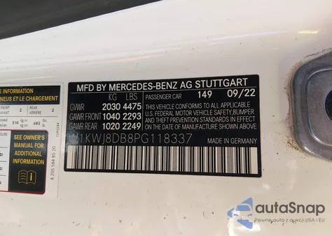 2023 Mercedes-Benz C 300 Coupe z USA, uszkodzony, nr VIN W1KWJ8DBBPG118337